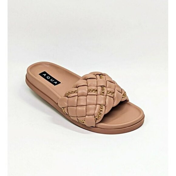 Aqua Women's Sofia Nude Woven Slide Sandals Size 9 (MSRP $108) - Picture 2 of 7